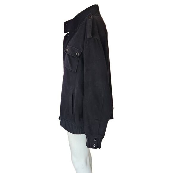 Men's wool jacket structure black button zip up XXL Excellent condition - Picture 2 of 6